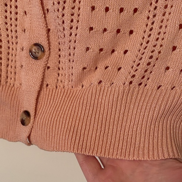 Elegant Peach Button-Up Women's Cardigan - Picture 3 of 5